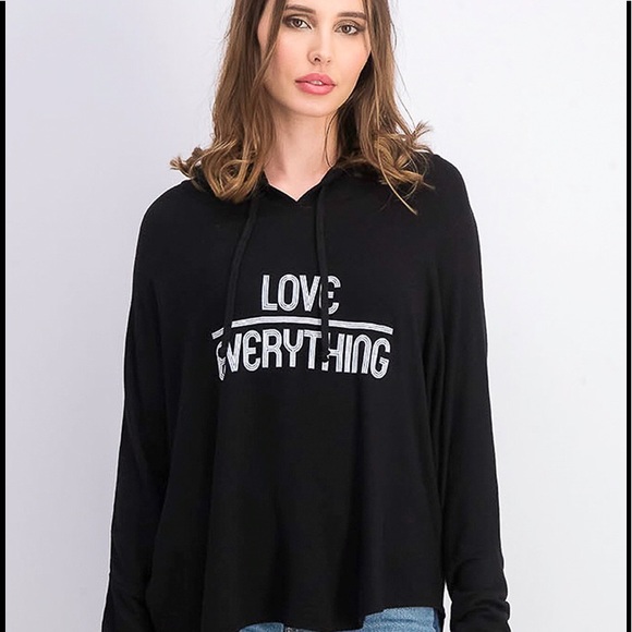 Anthropologie Tops - Anthropologie hYOUman Women's Black Love Everything Hoodie, Size XL